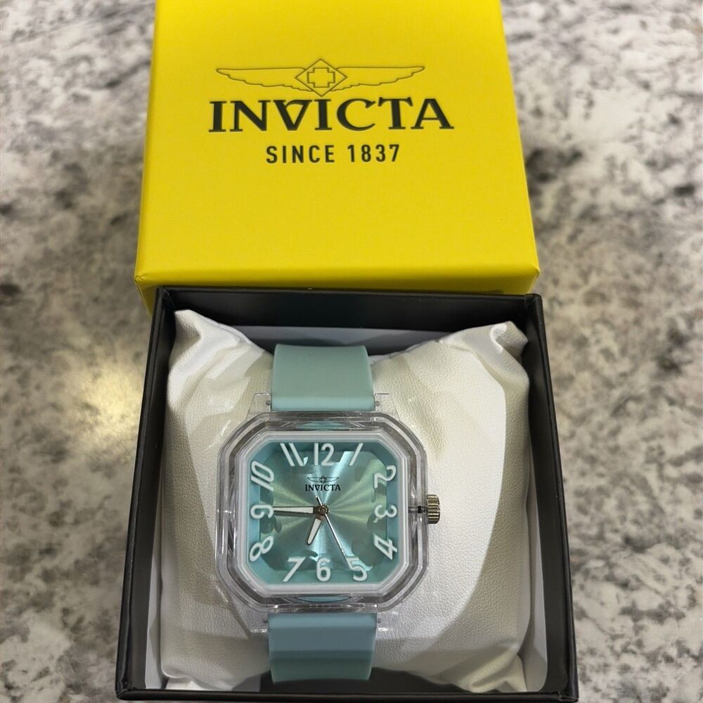 Invicta Celestial Women’s Watch 39mm Aqua Blue 2 Tone Clear Case 70317
